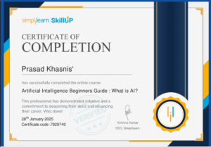 Artificial Intelligence Certificate SkillUp - Prasad Khasnis