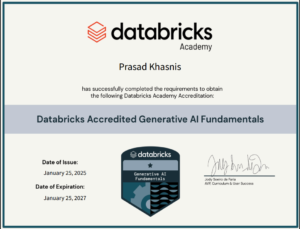 Databricks - AI Fundamentals Certificate - Prasad Khasnis