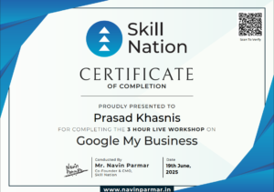 Google My Business Certificate Skill Nation - Prasad Khasnis