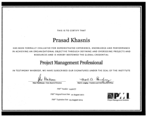 PMP PMI Certificate - Prasad Khasnis